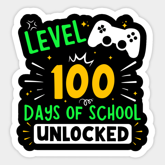 Level 100 Days Of School Unlocked Sticker by Geek-Down-Apparel